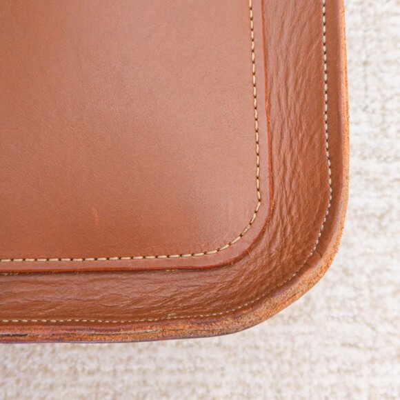 Oversized Hand-Stitched Veg-Tan Leather Tote (16” × 12.5” × 4.5”) - Picture 9 of 14